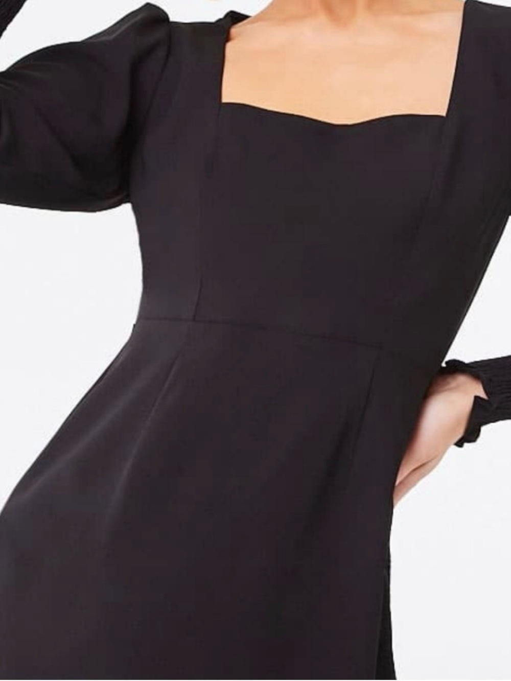 Forever 21 Black Long-Sleeve Square-Neck Midi Dress